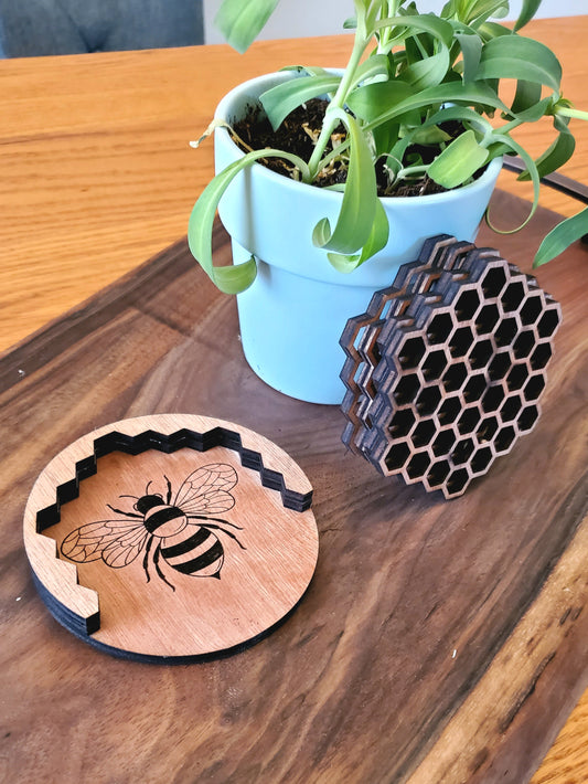 Beehive Coaster Set with Holder