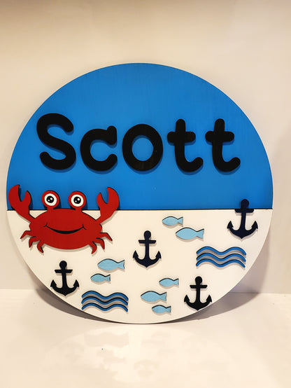 Under The Sea Custom Crab Sign