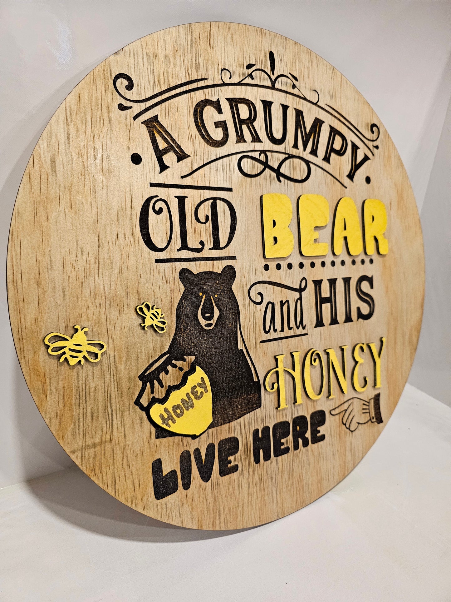 Grumpy Bear Welcome Sign